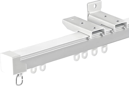 Retractable Curtain Track System, 15.1-16.7ft/181.1-200.8in Ceiling & Wall Mounting Aluminum Heavy Duty Track for Curtains with Silent Rollers, Adjustable Rod Rail for Room Divider/Shower/Living Room