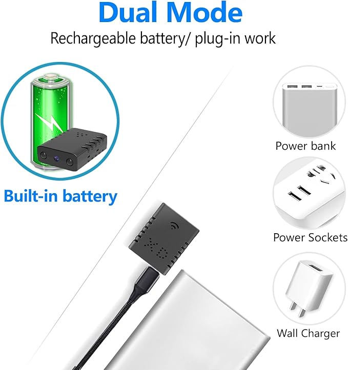 Smallest Wireless WiFi Battery Camera,HD1080P Concealed Camera,Portable Video Recording Live Feed,Smart Baby Monitor with Night Vision,Motion Detection,Cloud Storage for Security with iOS Android APP
