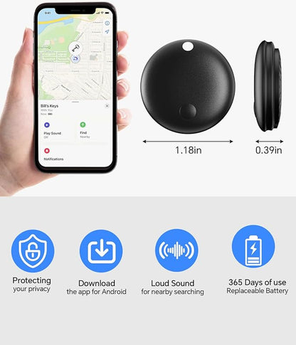 Air Tracker Tag, IP67 Waterproof Bluetooth Tracker, Keychain Finder, Item Locator forBackpacks, Suitcases and Wallets, Cars, Keys and Cameras (Android Only Black-4)