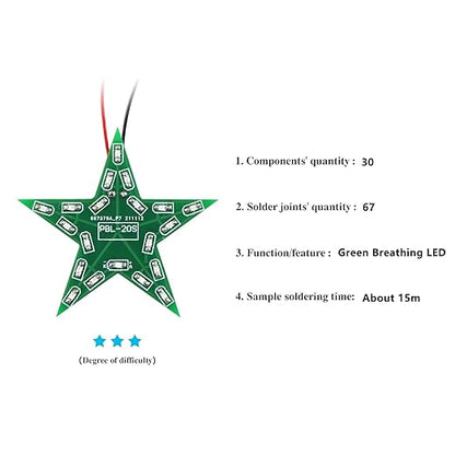 Soldering Practice Kit DIY Five Pointed Star Shaped Green LED Breathing Light SMD Electronics Projects Learn How to Solder(03XX02)