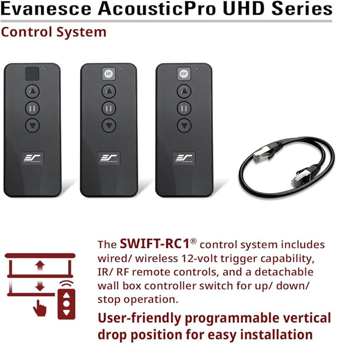 Elite Screens Evanesce 126" in-Ceiling Motorized Projector Screen 16:9, Acoustic Pro UHD, 8K HD Perforated Weave, Acoustically Transparent, Recessed Drop-Down for Standard Throw, IHOME126H3-E12-AUHD