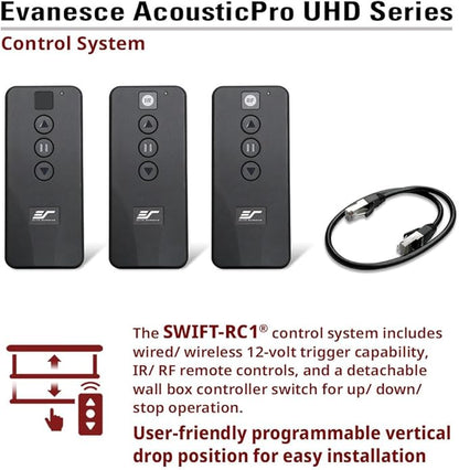 Elite Screens Evanesce 126" in-Ceiling Motorized Projector Screen 16:9, Acoustic Pro UHD, 8K HD Perforated Weave, Acoustically Transparent, Recessed Drop-Down for Standard Throw, IHOME126H3-E12-AUHD