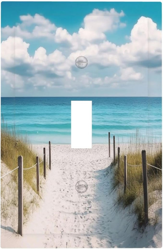 Decorative Light Switch Cover Plate Coastal Beach Ocean Seaside View 1 Gang Single Toggle Wall Plates for Electrical Outlets Outlet Covers Switch Plate Covers Faceplate for Bedroom Home Decor