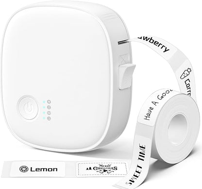 Mini Label Maker Machine with Tape – Portable Bluetooth Mini Label Printer, Wireless Thermal Label Maker, Waterproof & Rechargeable, Built-in Cutter, for Home, Office, School, Kitchen – White
