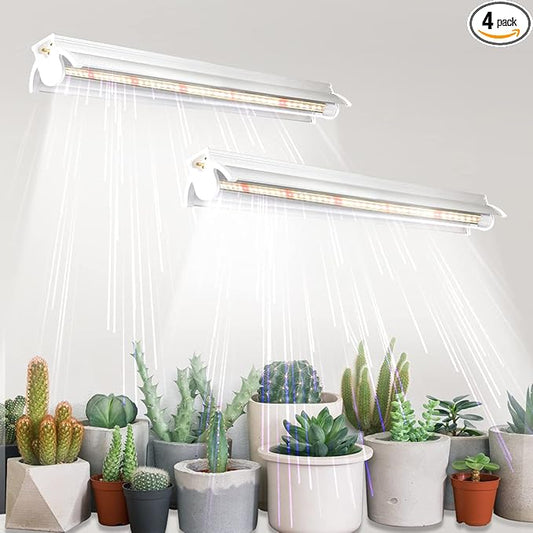 GYTF T5 Grow Lights 2 Pack, 1.4Ft 5000K White Full Spectrum LED Plant Growing Lamp Strips for Indoor Plants, Seeds Starting, Succulents, High PPFD with V-Shaped Reflector