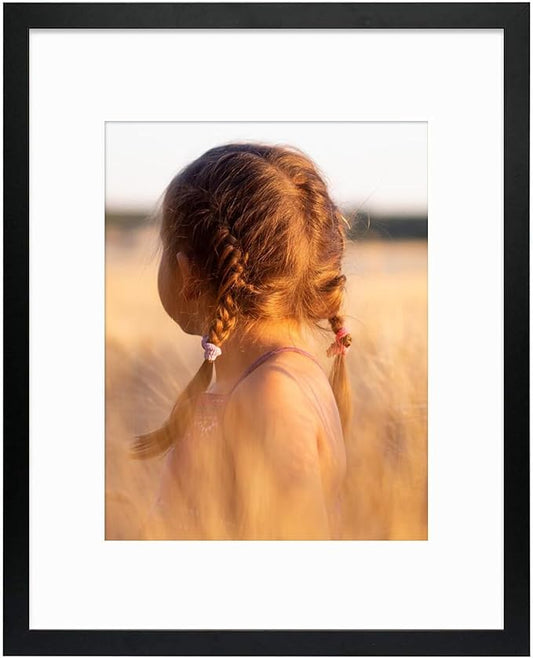 Golden State Art, Simple and Stylish Picture Frame with Mat & Real Glass Vertical Horizontal Display (16x20, Black)