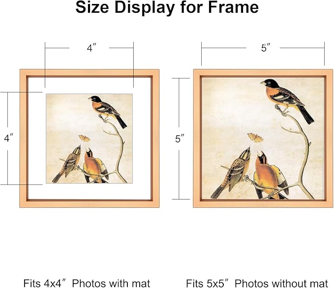 5x5 Picture Frame, Gold Metal Photo Frames with HD Glass, Fits 4x4 with Mat or 5 x 5 without Mat, Display for Wall and Table, 3 Pack