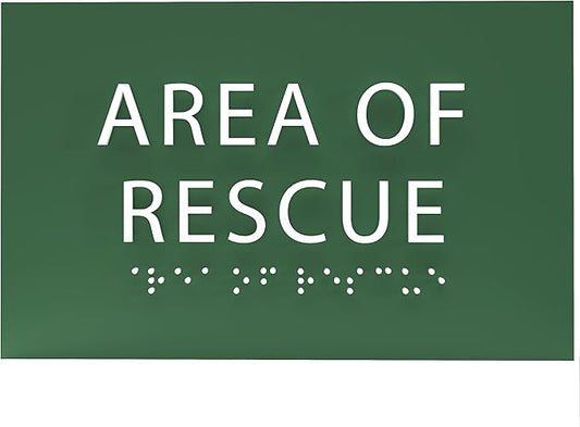 6" X4" Area of Rescue Sign - ADA Compliant Tactile Graphics Grade 2 Braille Text Wall Sign | Emergency Assistance, Refuge Place Sign for Schools, Offices, Apartments & Restaurants