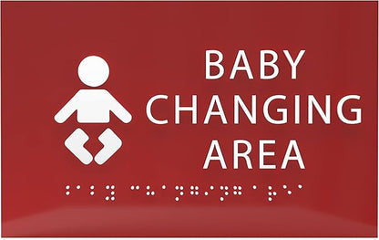 6" X4" Baby Changing Area Sign | Tactile Graphics Grade 2 Braille Text Baby Care Sign| ADA Compliant Wall Mount Plastic Restroom Sign for Hospital, Offices, Clinics and Apartments