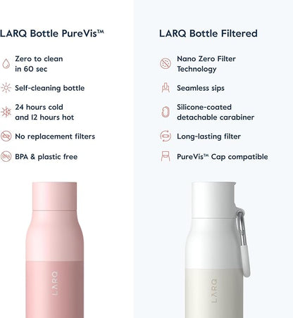 LARQ Holiday Bundle Set Bottle PureVis, Self-Cleaning Water Bottle 17oz | Reusable Bottles, Travel Friendly, BPA free