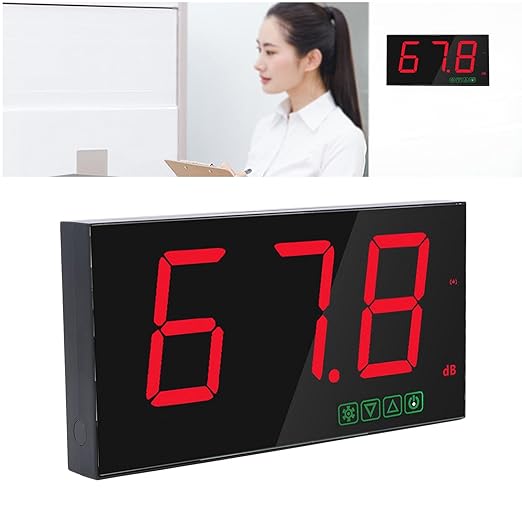 Wall Mounted Decibel Meter, Sound Level Meter 30-130dB with Alarm, USB Rechargeable Battery Level Indication - High Accuracy, Digital Display, Ideal for Industrial and