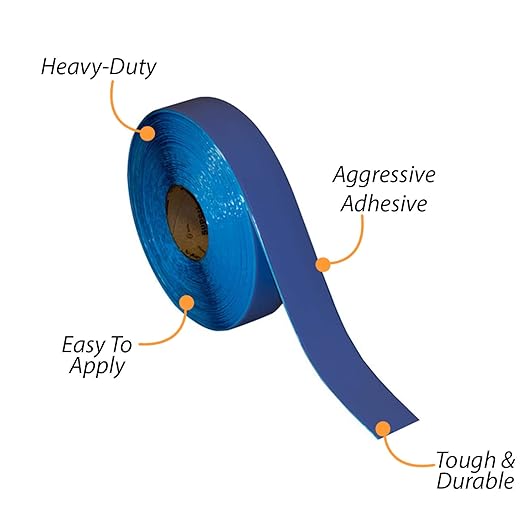 SmartSign Blue 2 inch x 100 feet Floor Marking Tape, 32 mil Vinyl Floor Tape, Superior Mark Industrial Use Safety Tape with Beveled Edges, Strong Adhesive, for Gym/Warehouse/Courts