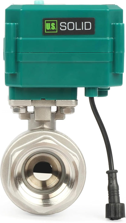 U.S. Solid 1-1/4" Smart Motorized Ball Valve - Stainless Steel Remote App Mobile-control Electrical Ball Valve with Manual Switch, Plug Connection