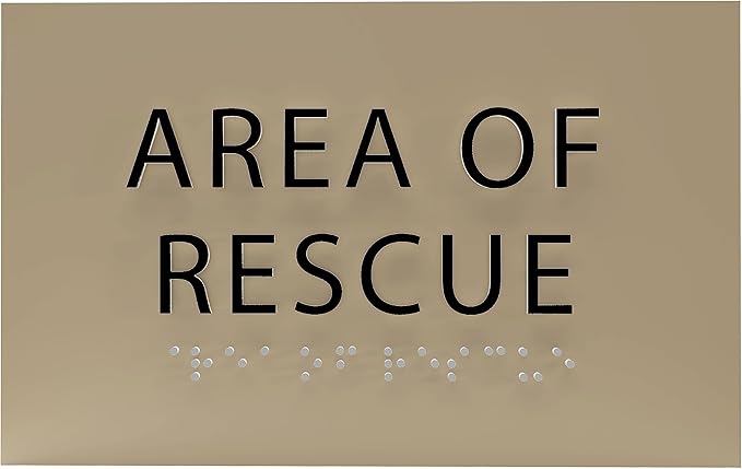 6" X4" Area of Rescue Sign - ADA Compliant Tactile Graphics Grade 2 Braille Text Wall Sign | Emergency Assistance, Refuge Place Sign for Schools, Offices, Apartments & Restaurants