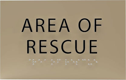 6" X4" Area of Rescue Sign - ADA Compliant Tactile Graphics Grade 2 Braille Text Wall Sign | Emergency Assistance, Refuge Place Sign for Schools, Offices, Apartments & Restaurants