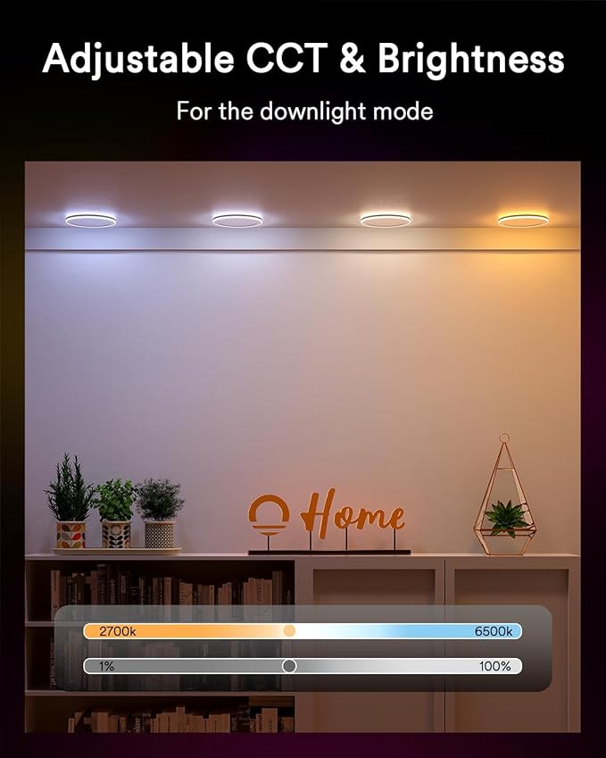 Lumary RGBAI Smart Recessed Lighting 4 Inch with Gradient Accent and Night Ring, 9W 780LM WiFi Canless Wafer Downlight with Junction Box, LED Downlight Work with Alexa/Google Assistant/Siri, 1PCS