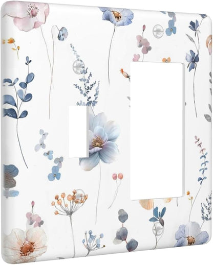 Wildflowers Plant Leaves Floral Berry Outlet Covers 1 Toggle 1 Rocker Combination Decorative Wall Plate Electrical Switch Plates Light Switch Cover Plate for Bed Room Living Room Decor