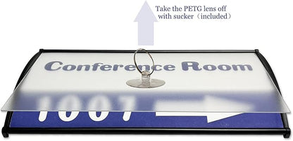 Office Sign Holder for Door - Curved Mount Name Plate Holder Frame Display 8 x 4 Inches Set of 2 Sturdy Aluminum with Adhesive Tape, Plastic Film Included