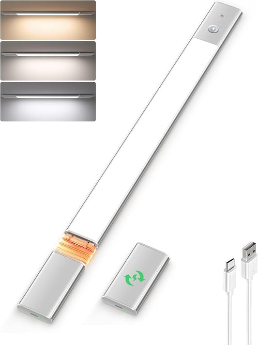 EZVALO Under Cabinet Lighting, Motion Sensor Closet Lights with Extra Detachable Battery, 76 LEDs Dimmable, 3 Color Temps, Under Counter Lights for Kitchen, Wardrobe