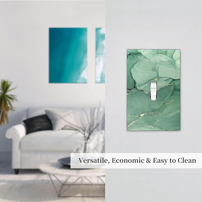 Decorative Light Switch Cover Simple Green Marble 1 Gang Single Toggle Device Electrical Faceplate Switchplates Decorator Outlet Wall Plate for living Room Office Decor