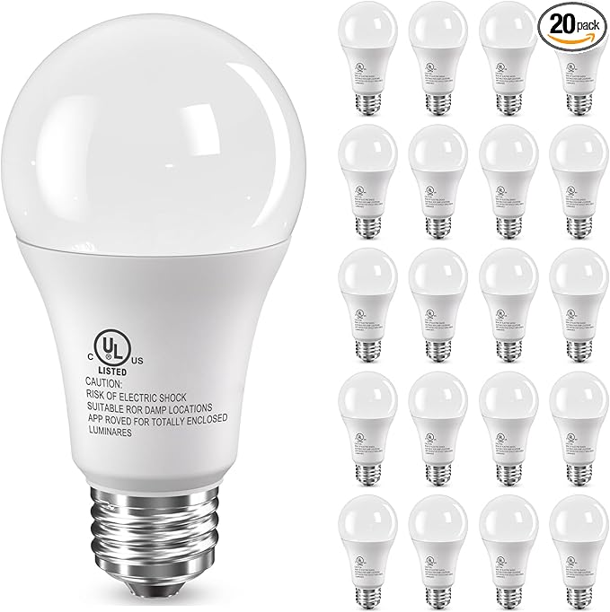TJOY 20 Pack LED Light Bulbs, 100 Watt Equivalent A19, 5000K Daylight LED Bulbs, 15W Bright White Light Bulbs, Energy Saving Light Bulb with E26 Standard Base, 1500 Lumens Non Dimmable Lamp Bulb