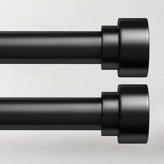 2 Pack Curtain Rods for Windows 72 to 144, 1 Inch Adjustable Black Heavy Duty Long Window Curtain Rod, Modern Style Indoor Outdoor Drapery Rods with End Caps, Size 32" - 150"