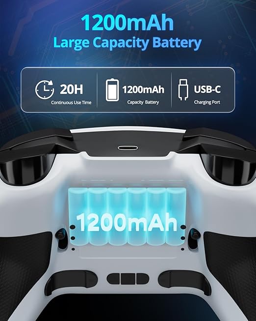 Multi-Platform Wireless Controller, PC Gaming Controller with 2.4G Adpater/Hall Joysticks/Hall Triggers/1200 mAh Battery/4 Programmable Buttons/RGB Lighting, Compatible with PC Windows 7/8.1/10/11, Switch/OLED/Lite, iOS, Android, Steam-White