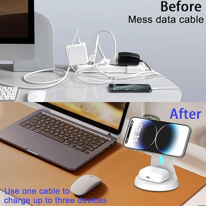 3 in 1 Wireless Charging Station for Apple Magsafe Charger Stand,Fast Magnetic Wireless Charger Station for iPhone 17 Air 16 15 14 13 12 Series,Apple Watch,Airpods