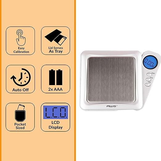American Weigh Scales 650g x 0.1g Digital Pocket Scale 0.1g Accuracy-Blade Series | Precision Mini Scale, Small Digital Gram Scale for Kitchen, Gold, Gems & Coin Scale, Smart Digital & Compact Scale