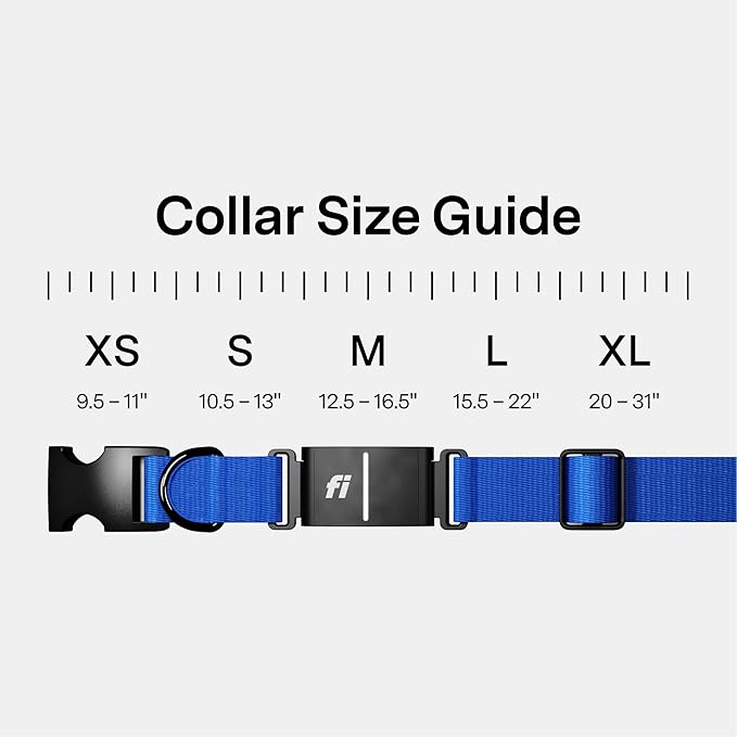 New Fi Series 3+ Smart Dog Tracker Collar [12 Month Membership Included] GPS Tracker for Dogs with Health & Behavior Monitoring, Escape Alerts, Waterproof, LED, Apple Watch Compatible (Blue, X-Large)