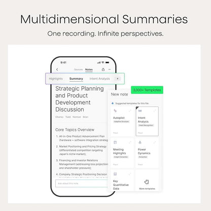 Plaud Note AI Voice Recorder, Voice Recorder w/Case, App Control, AI Transcribe & Summarize, Support 112 Languages, 64GB, Audio Recorder for Lectures, Meetings, Calls, Silver, Non-Pro Version