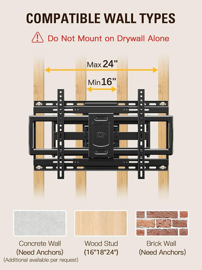 Mounting Dream Sliding TV Wall Mount for 42-86" TVs, Full Motion Articulating Dual Arms, Easy TV Centering, Max VESA 600x400mm, 132 lbs, MD2198