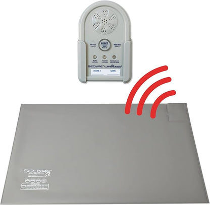 Secure Wireless Floor Mat Sensor Bed Alarm for Elderly Adults - 24"x36" Floor Sensor & Remote Alert Monitor - Bed Alarms and Fall Prevention for Elderly Dementia Patients, Caregiver Alert Seniors