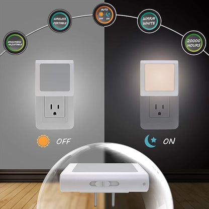 MAZ-TEK Plug-in Led Night Light with Auto Dusk to Dawn Sensor,Adjustable Brightness Warm White Lights for Hallway,Bedroom, Kids Room, Kitchen, Stairway, 2 Pack