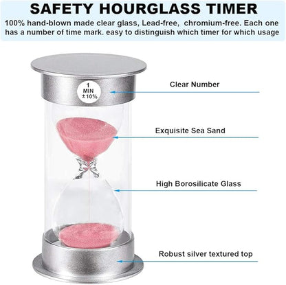 SuLiao 1 Minute Hourglass Timer Sand Clock, Unbreakable Pink Sand Watch one Minute, Colorful Plastic Hour Glass Sandglass for Kids, Games, Classroom, Decorative