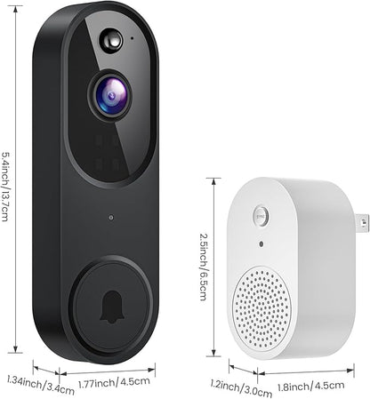 1080P Wireless Video Doorbell Camera, Night Vision, Cloud Storage (Sold Separately), 2.4GHz Wi-Fi Only, Smart AI Human Detection, Real-Time Alert, 2-Way Audio, Battery Powered