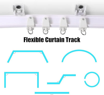 Jetec Curtain Tracks Ceiling Flexible Curtain Track Bendable Rail Curved Wall Mounted for Living Room Bedroom Divider Rod RV(10 Meter/ 32.8 Feet,White)