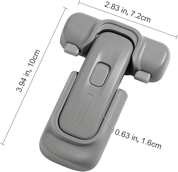 CLYMENE Child Proof Fridge Lock, Auto-Locking Refrigerator Door Latch with One-Hand Operation | No Keys or Straps | Keeps Freezer Secure from Kids & Pets – Grey