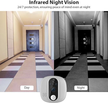WiFi 1080P Video Doorbell Camera, 2.4GHz Peephole Camera Door Viewer with 4.3inch LCD Display, 120 Degree View Angle, Night Vision, Motion Detection, 2-Way Audio, Rechargeable Battery