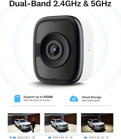 LongPlus 5MP 3K Window Camera for Home Security, 2.4G 5G WiFi Wireless Window Security Camera with Night Vision, Human/Car Detection, Two-Way Audio,24/7 Recording