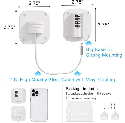 2 Pack Fridge Lock with Combination, No Key Required, Upgrade Refrigerator Lock with Adhesive and Screws, Freezer Cabinet Pantry Drawer Latch to Keep Door Closed, for Kids Adults Cats & Dogs, White