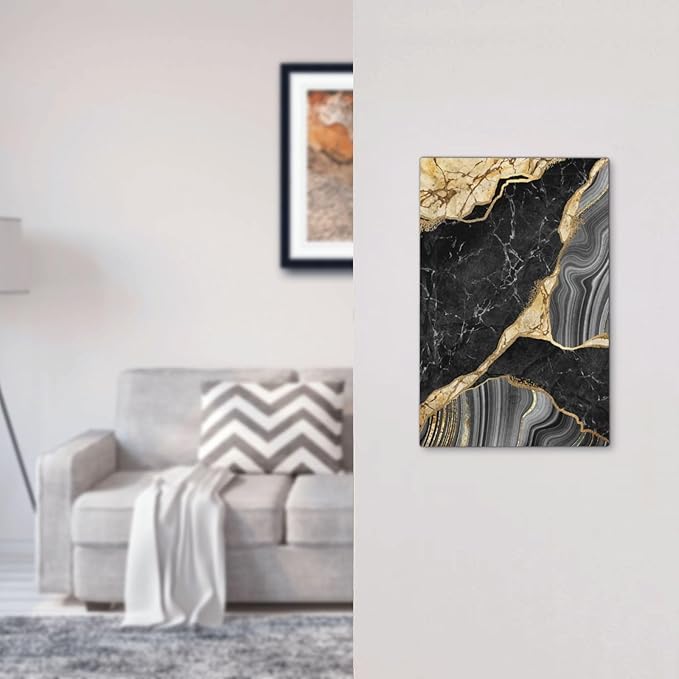 Decorative Light Switch Plate Covers Modern Abstract Black Gold Marble 1 Gang No Device Single Blank Outlet Covers Wall Plate Light Switch Cover Plate for Bathroom Kitchen Decor