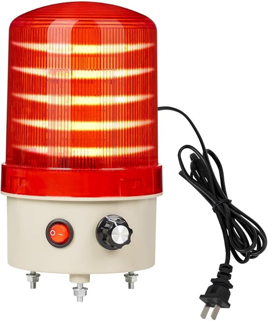 Industrial LED Rotating Warning Light, AC110V Beacon Strobe for Public Emergency Alarms, Siren Light with Volume Adjustment and Switch for Construction, Traffic, Factory, Safety Sign, Boat