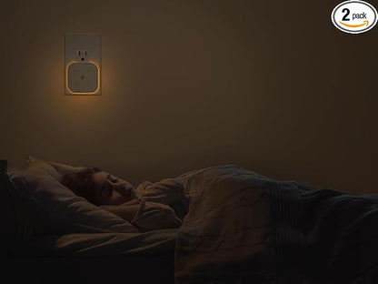 2 Pack Very Dim Sleep Night Lights Plug into Wall, Sleep Light for Kids and Adult, Bedroom Night Light, Light Sensor, LED, Dimmable, Warm Soft Light Plug in Night Light