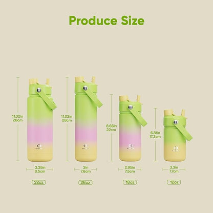 ENCOOL Insulated Water Bottle with Straw Stainless Steel Water Bottle, Leak-Proof, BPA-Free, Double Wall Vacuum Keeps Cold for 24 Hours for Sports, Travel, School (26 oz, Morning Dew)