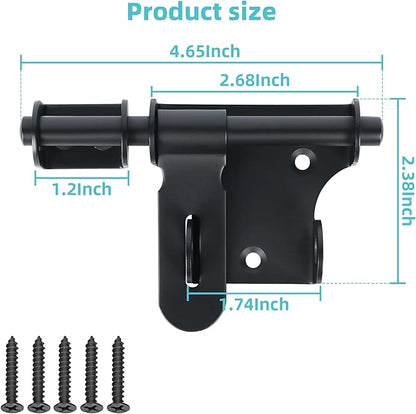 Alise 4 Inch Slide Bolt Gate Latch, Door Lock with Padlock Hole,Heavy Duty Stainless Steel Barrel Bolts Safety Door Lock for Wooden Fence, Outdoor Fence,Shed Door Black