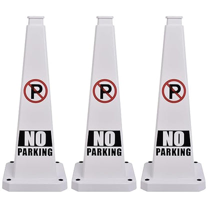 OrangeStar 3-Pack 28" No Parking Cones, Large 4-Sided Traffic Cones with Heavy Rubber Base for Parking Lot Control, Safety, Driveway | Indoor Outdoor Use