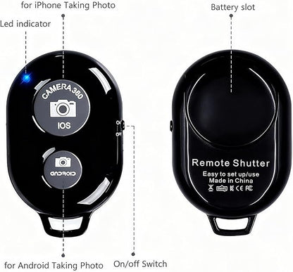 Cellphone Remote Shutter for Smartphones and Tablets, AOQIYUE Wireless Camera Remote Control Compatible with iPhone/Android Cellphone Wrist Strap Included (Black-Pink-Purple)