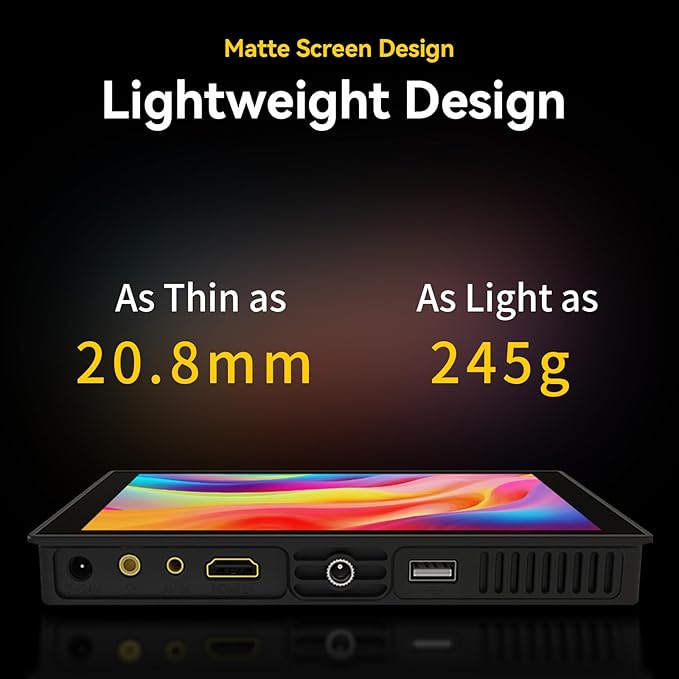 Portkeys HD7T Camera Field Monitor 7'' 1000nit High Brightness Touchscreen Camera Monitor with Top Shortcut Keys Suitable for DSLR with S0NY NP-F550 Battery