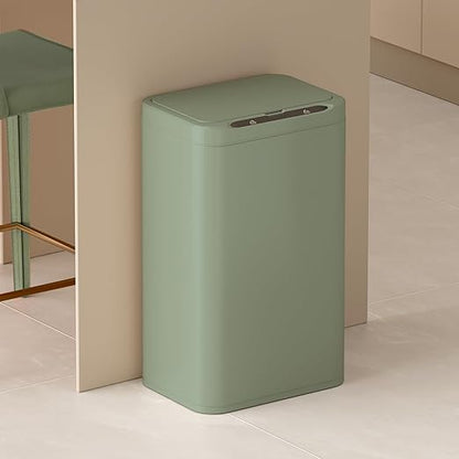 ELPHECO Stainless Steel Office Trash Can Motion Sensor Garbage Can Touchless Smart Trash Can Automatic Waste Bin for Kitchen, Office, Bathroom (Avocado Green, 6.6 Gallons), 2AA